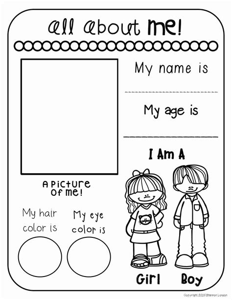 all about me worksheet preschool printable